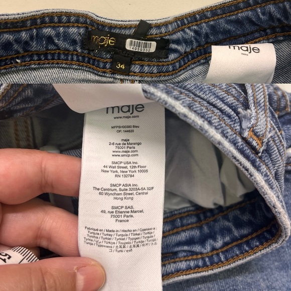 Maje Scalloped Trim Denim Shorts - Picture 8 of 11